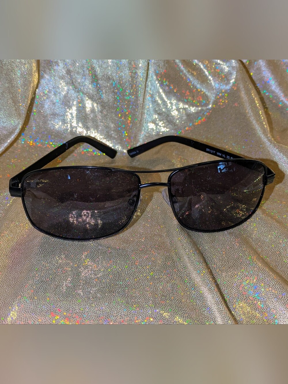 Foster Grant Polarized Men's Rectangular Metal Rim Wrap Curved Sunglasses.